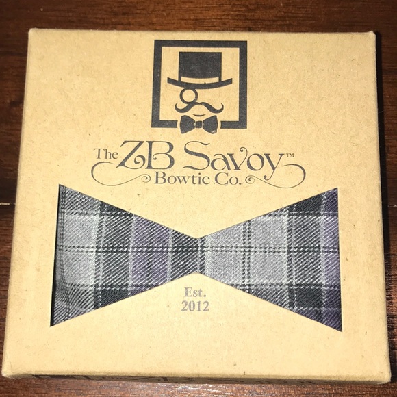 ZB Savoy Black Grey Purple Striped Bow Tie - Picture 5 of 8